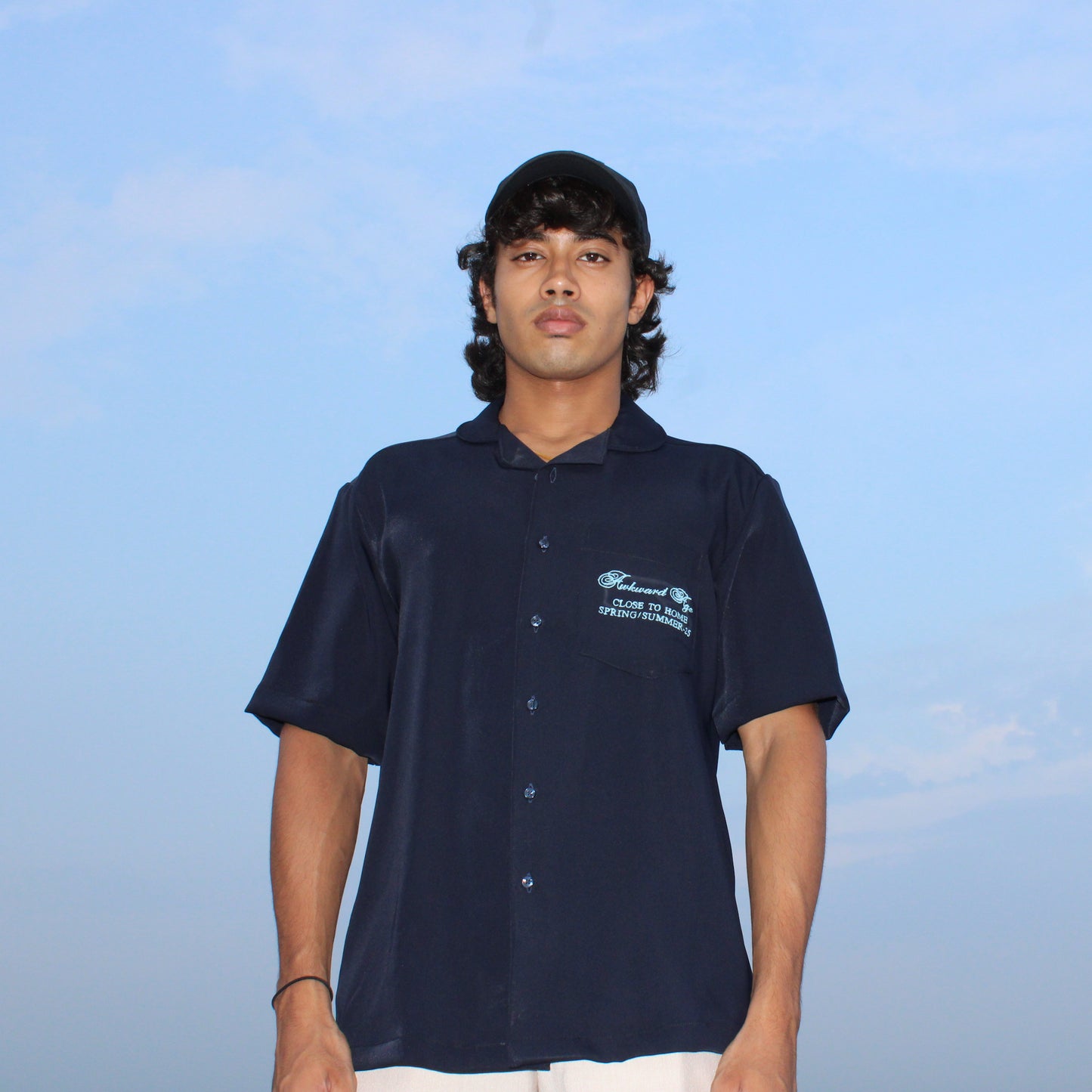 EMBROIDERED DARK BLUE SHIRT