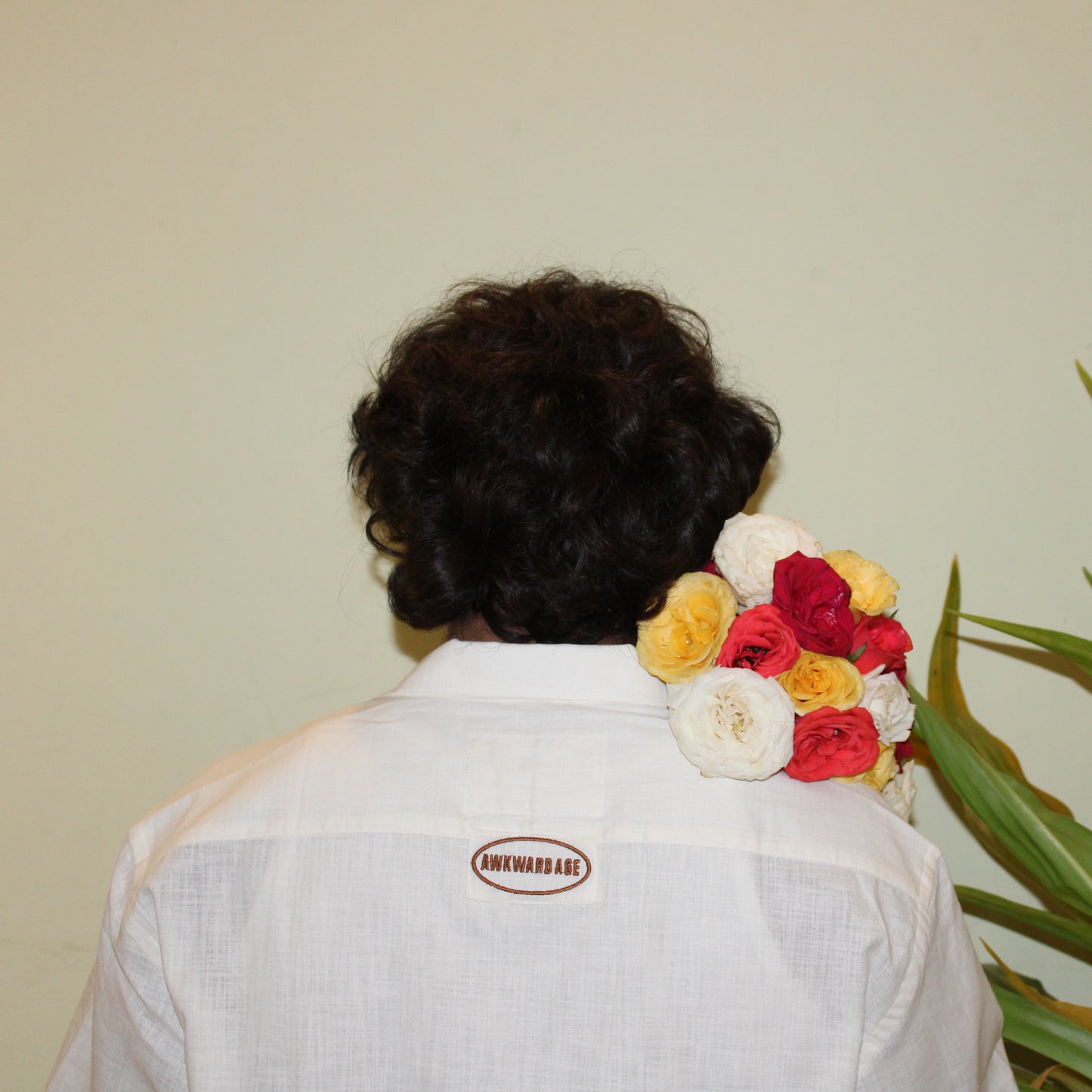 HAND EMBROIDERED OFF WHITE COTTON LINEN SHIRT